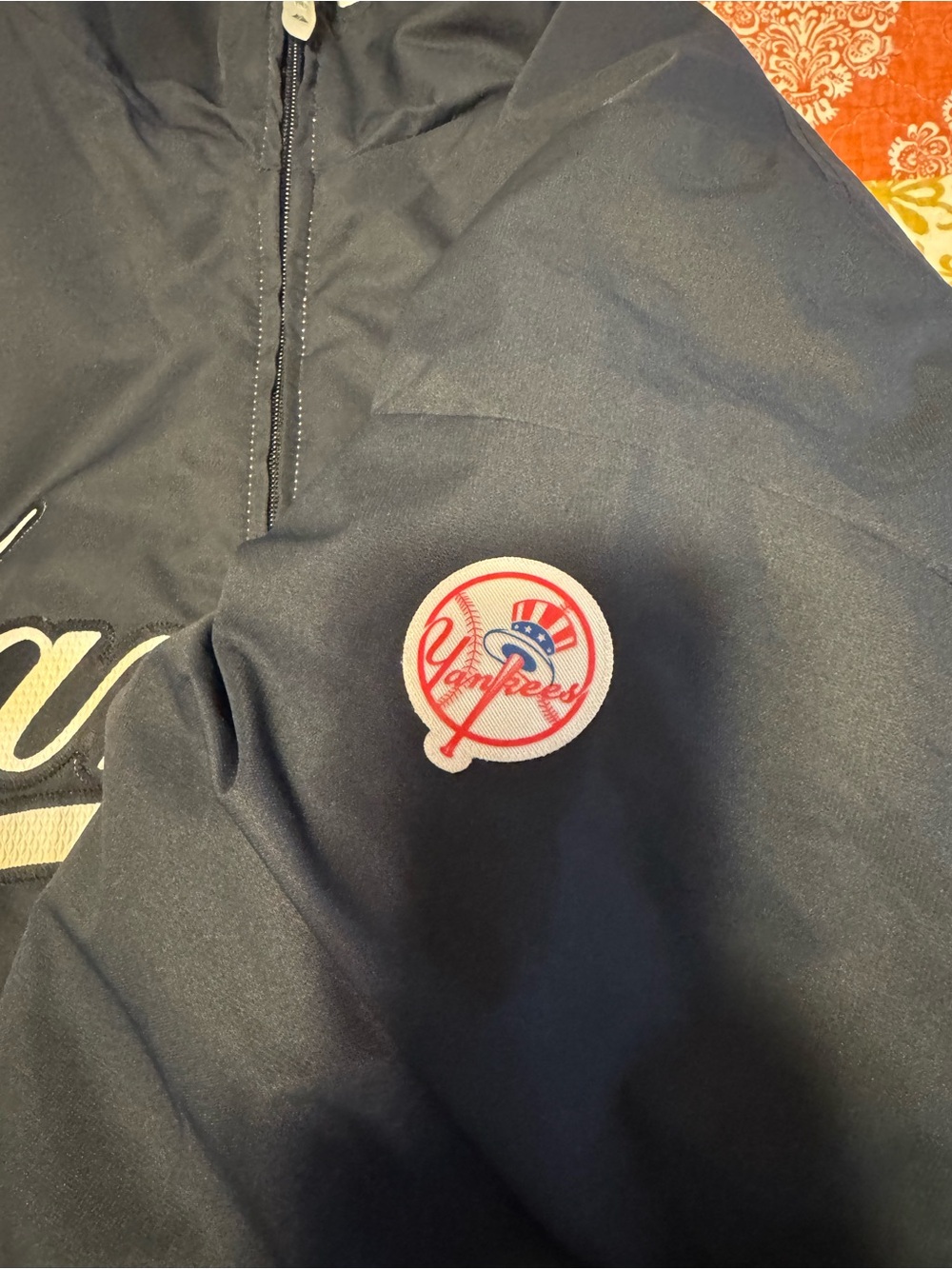 Majestic Navy Yankees Full-Zip Jacket with White Script - Picture 4 of 7